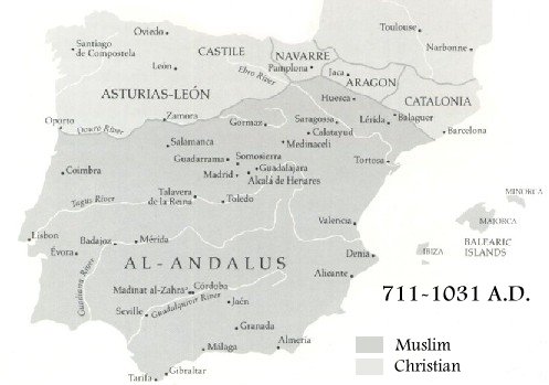 8th-11th Century map of Muslim Spain